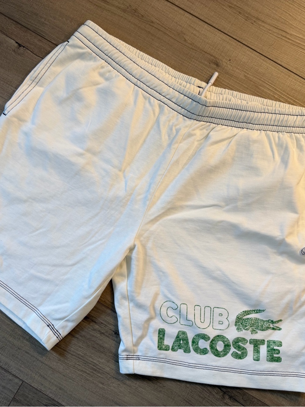 Lacoste White Men's Club Athletic Shorts with Green Logo
